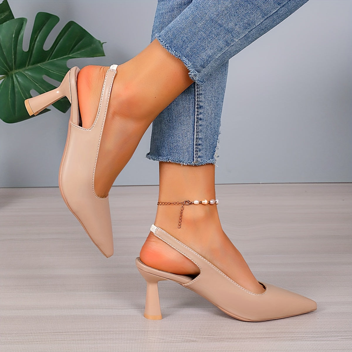 Buty damskie na wysokim obcasie | Szpiczasty nosek ze slingbackiem