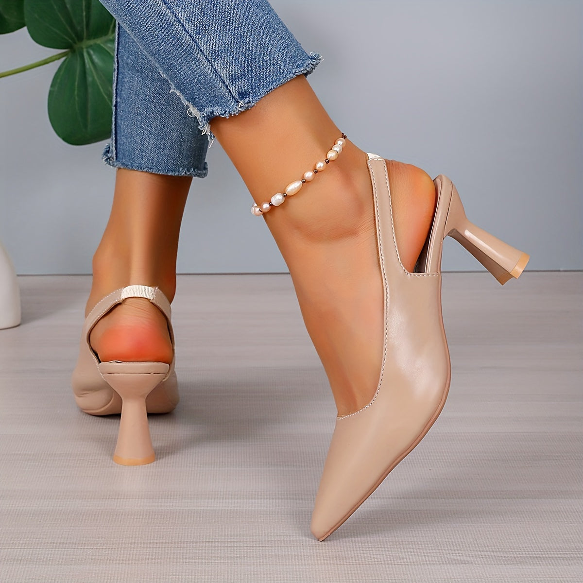 Buty damskie na wysokim obcasie | Szpiczasty nosek ze slingbackiem