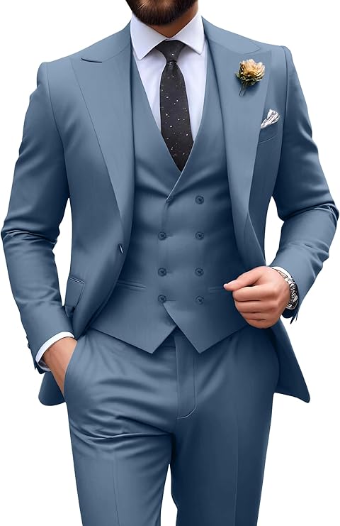 Męski garnitur slim fit 3-częściowy | Formalne wesele