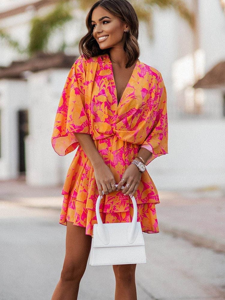 Sukienka Boho z Falbankami | Mini