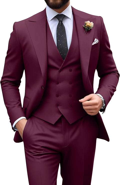 Męski garnitur slim fit 3-częściowy | Formalne wesele