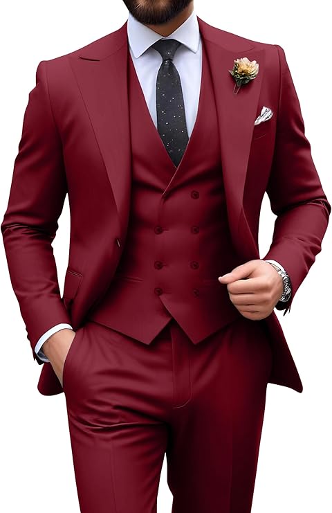 Męski garnitur slim fit 3-częściowy | Formalne wesele