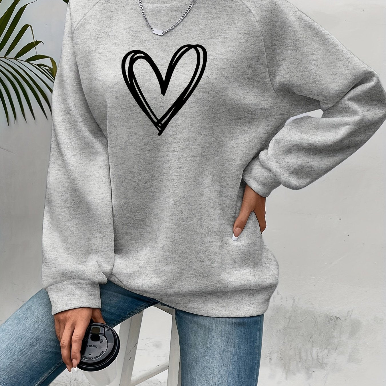 Damska Sweter Codzienny | Motyw Serca