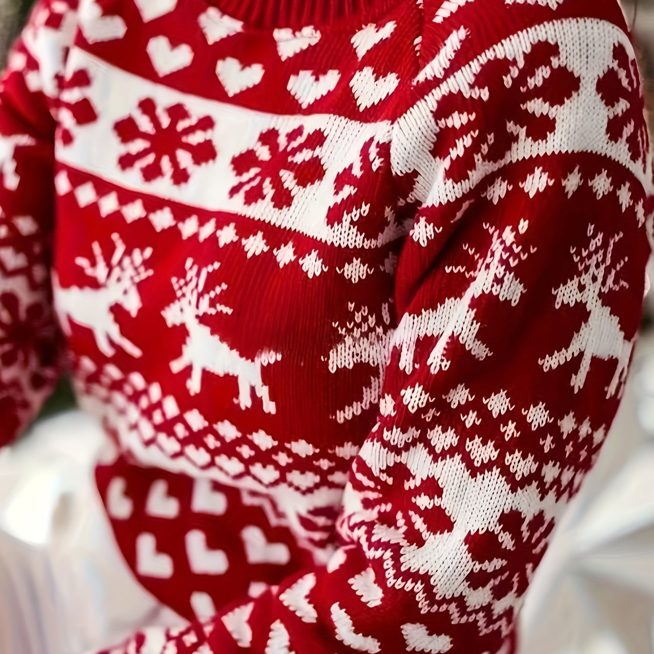 Damska Świąteczny Sweter | Okrągły Dekolt