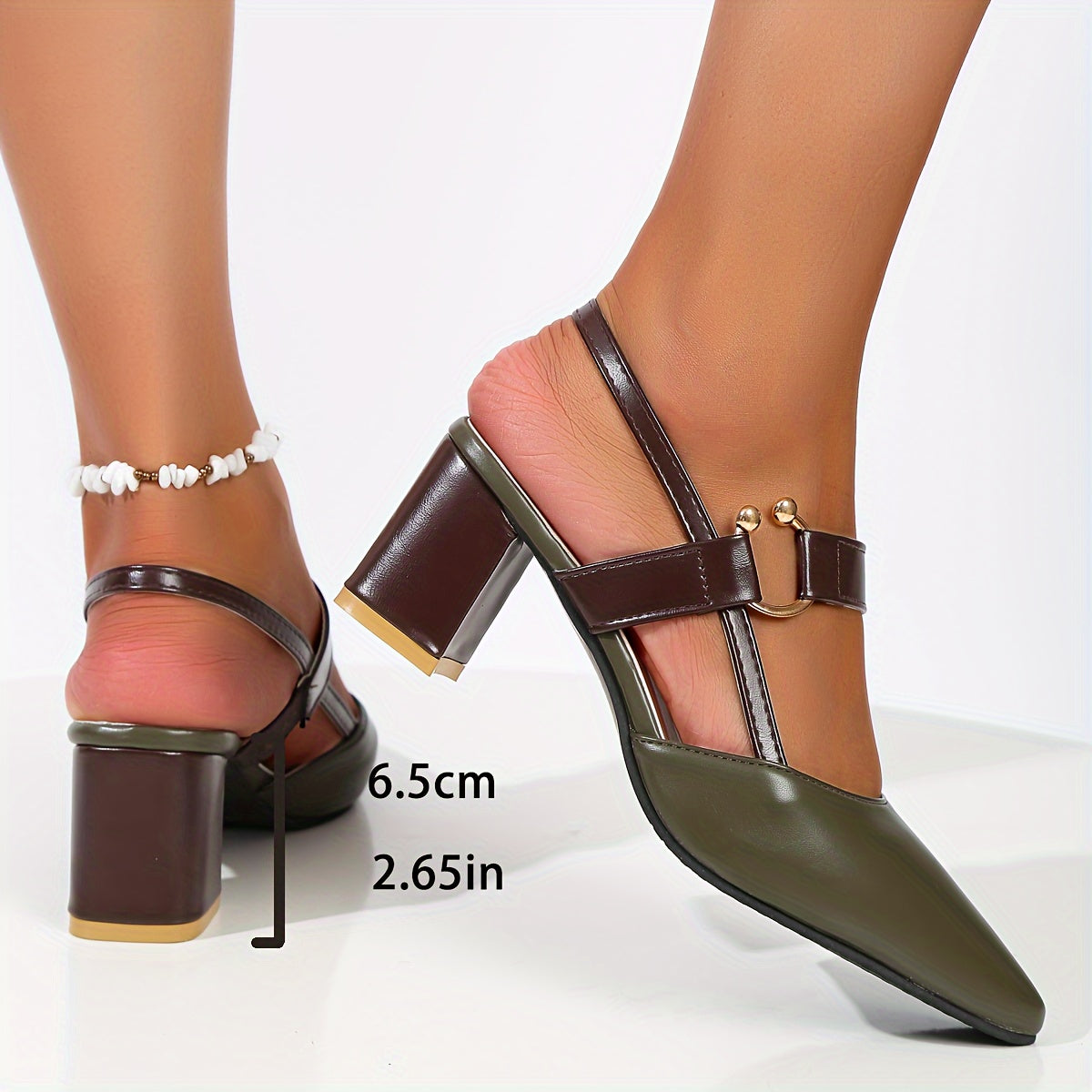 Buty damska na słupku | Szpiczasty nosek ze slingbackiem