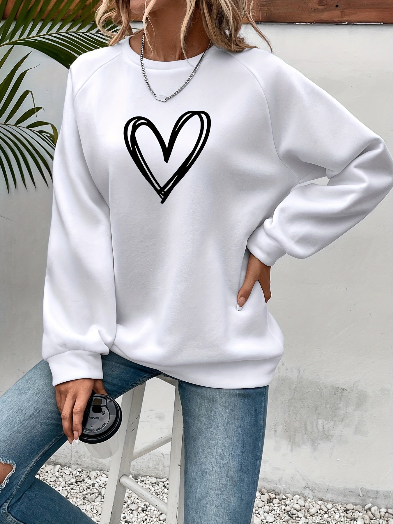 Damska Sweter Codzienny | Motyw Serca