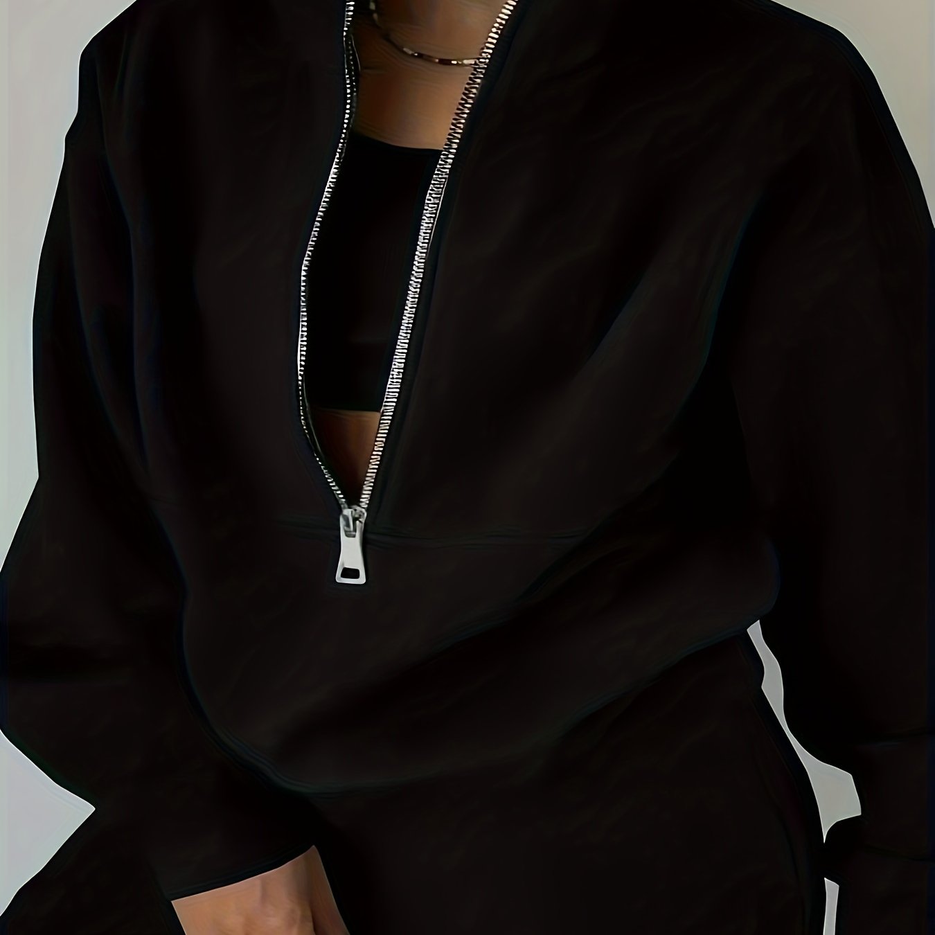 Damska Zimowa Zestaw Dwuczęściowy | Bluza Na Zamek I Spodnie Z Gumką