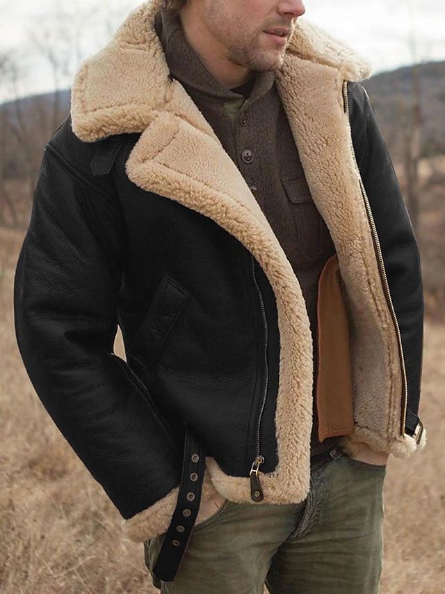 Męski płaszcz aviator z baraniny | Ciepły styl na zimę