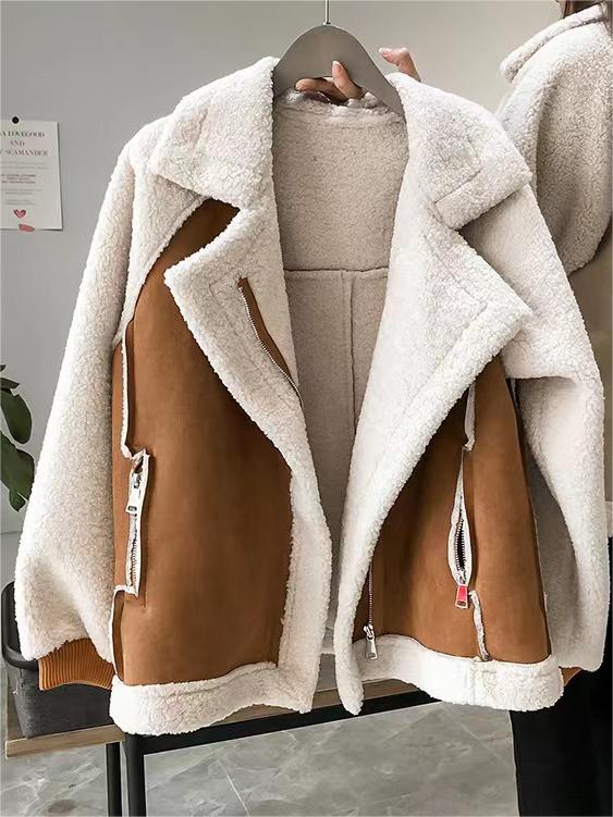 Damska Kurtka Sherpa w stylu Aviator | Ponadwymiarowy