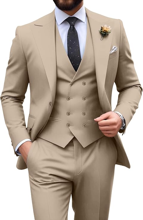 Męski garnitur slim fit 3-częściowy | Formalne wesele