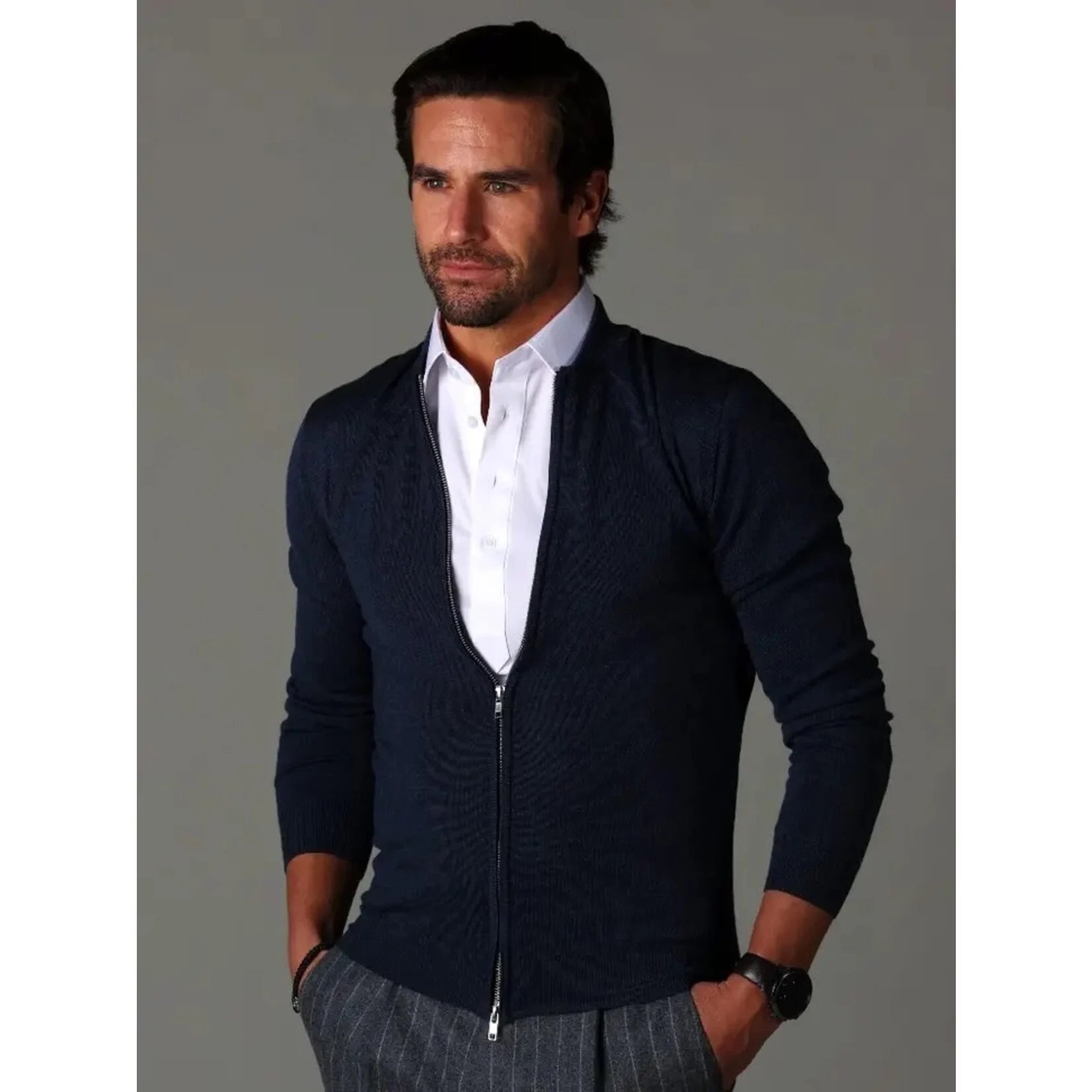 Męska koszulka polo slim fit | Krótki rękaw z plisą