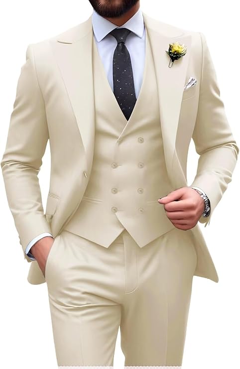 Męski garnitur slim fit 3-częściowy | Formalne wesele
