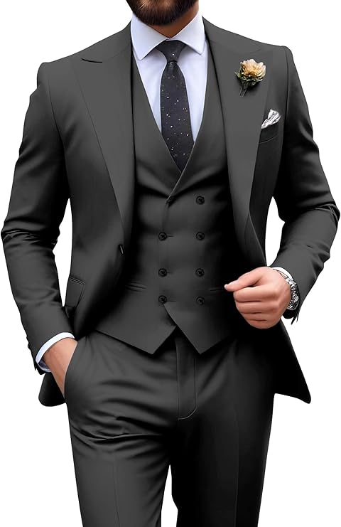 Męski garnitur slim fit 3-częściowy | Formalne wesele