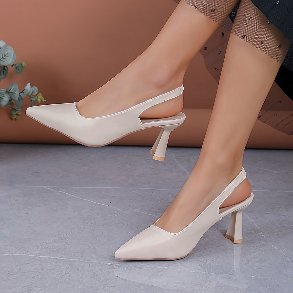 Buty damskie na wysokim obcasie | Szpiczasty nosek ze slingbackiem