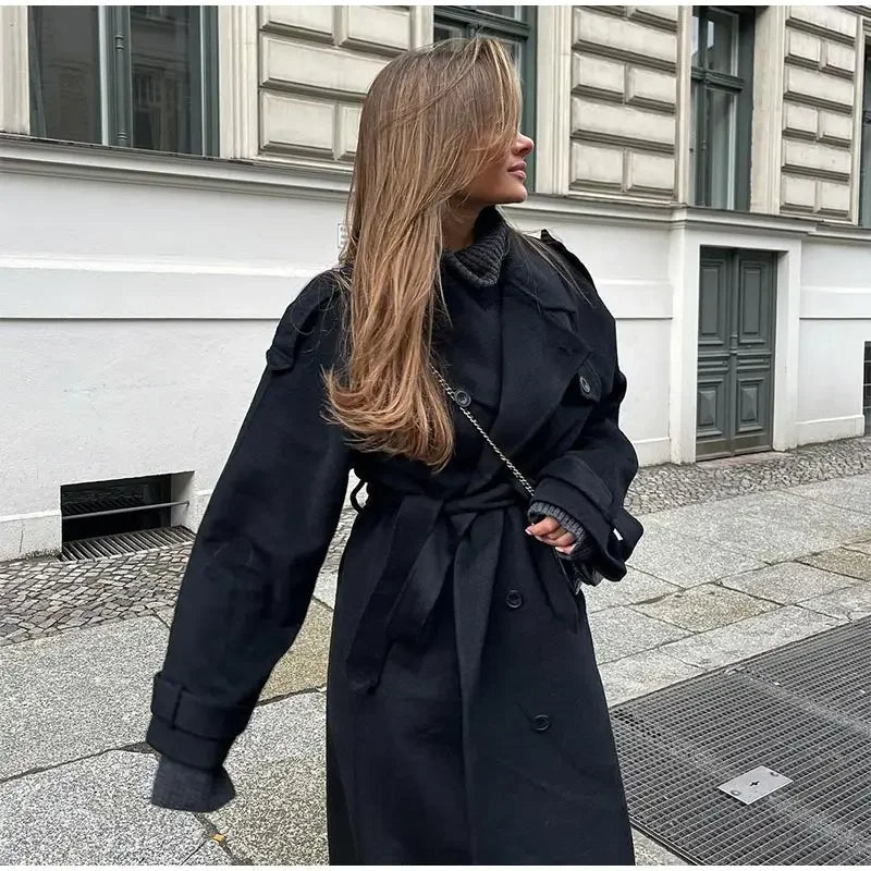 Damskie Oversized Płaszcz Trench | Długa Zima