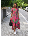 Sukienka damska krótki rękaw w stylu wrap | Maxi