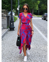 Sukienka damska krótki rękaw w stylu wrap | Maxi