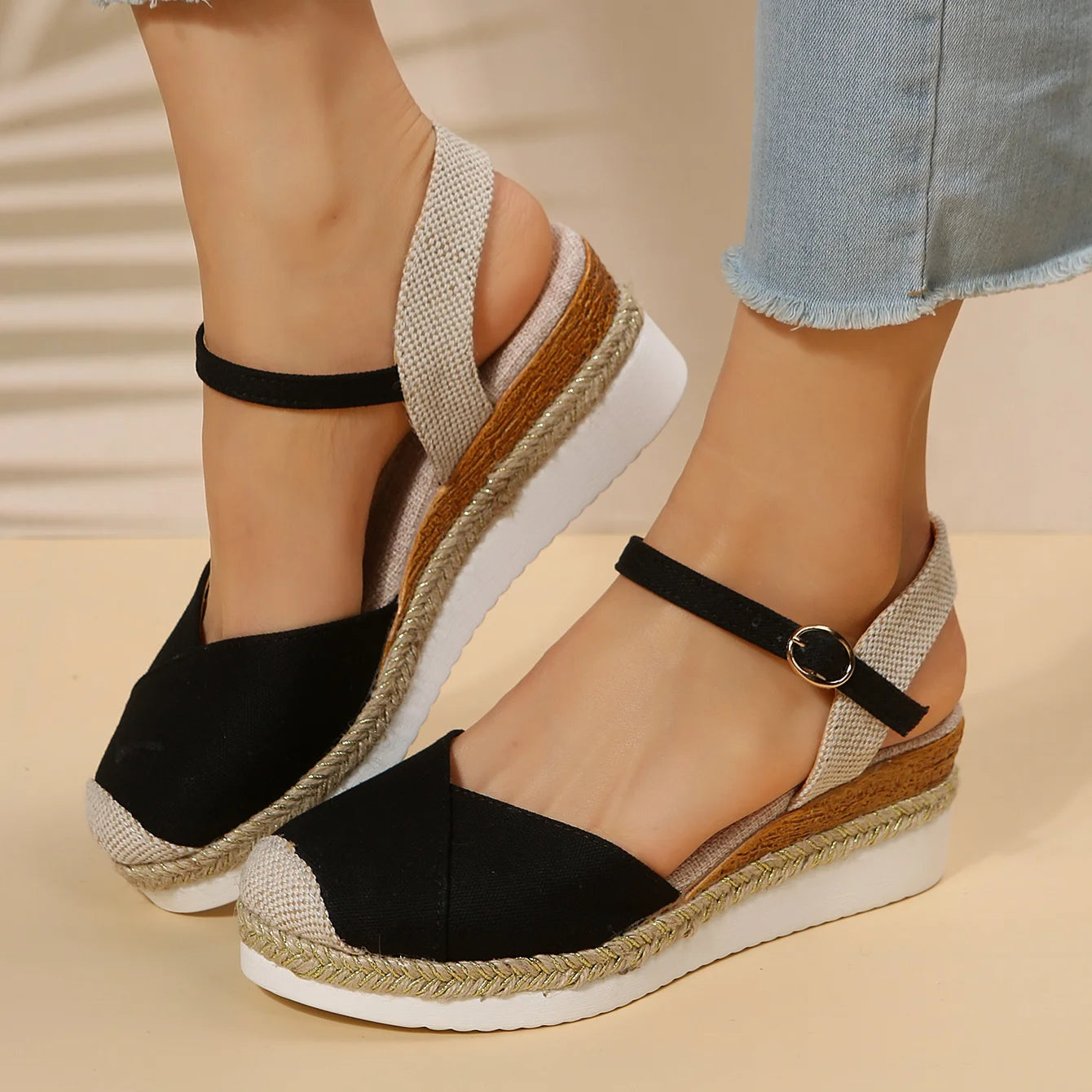 Damskie ortopedyczne espadryle na platformie