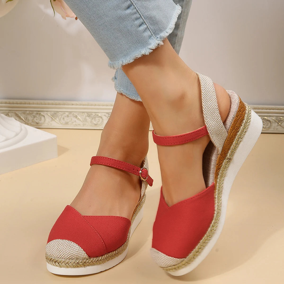 Damskie ortopedyczne espadryle na platformie