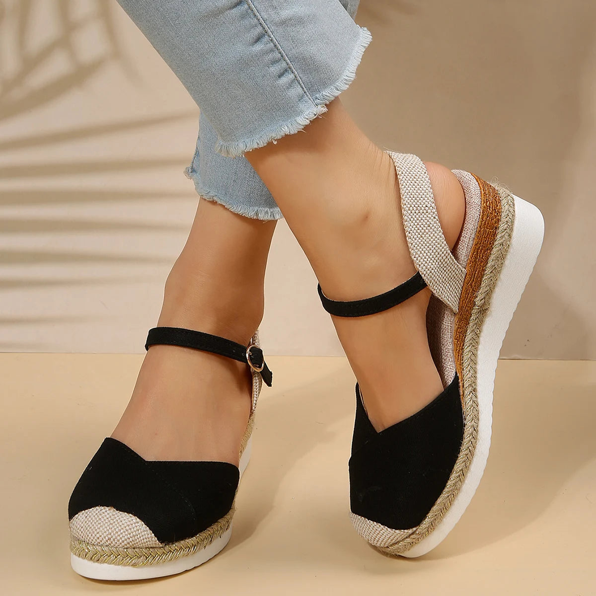 Damskie ortopedyczne espadryle na platformie