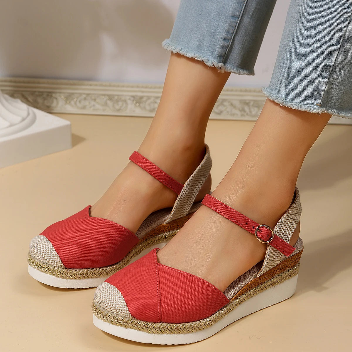 Damskie ortopedyczne espadryle na platformie
