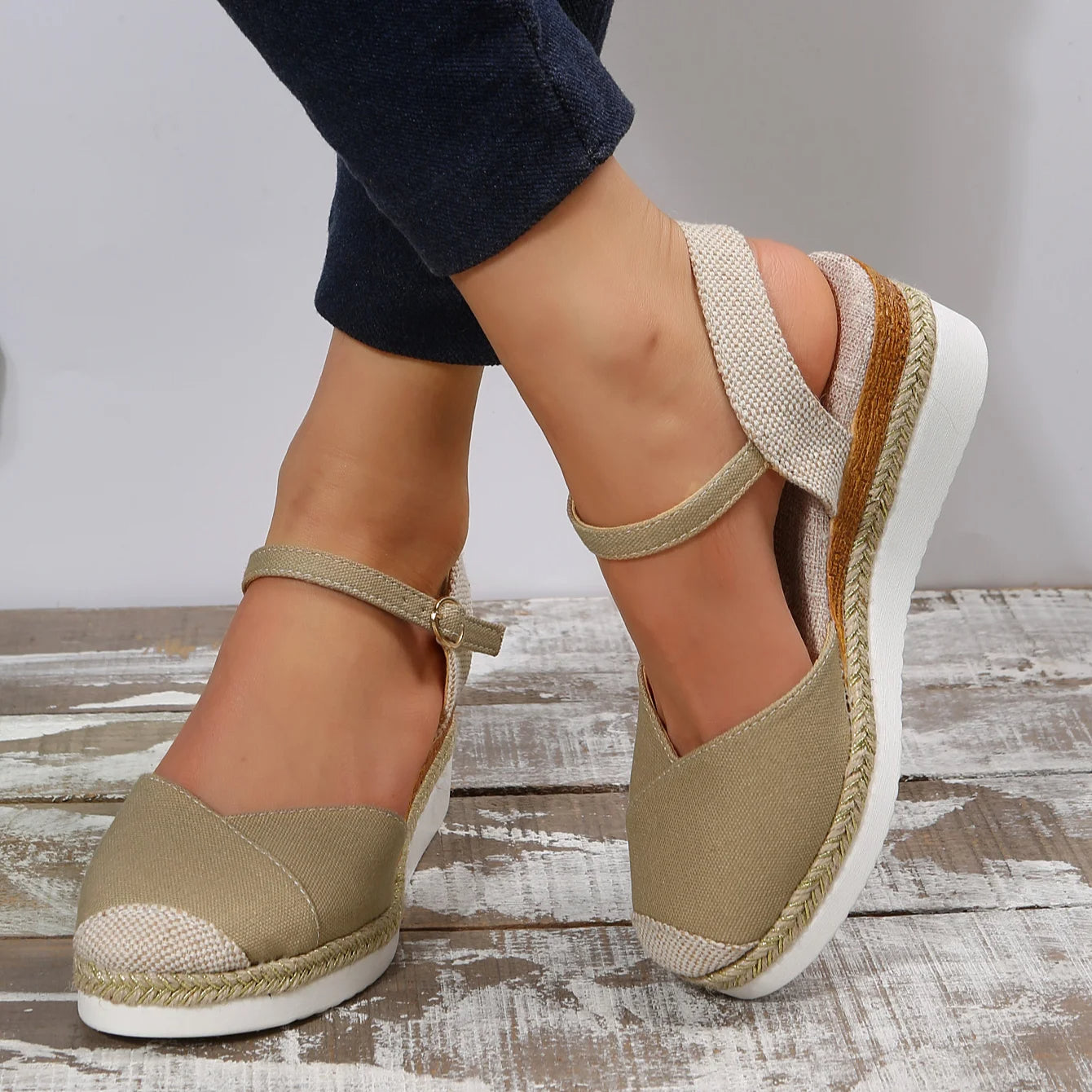 Damskie ortopedyczne espadryle na platformie