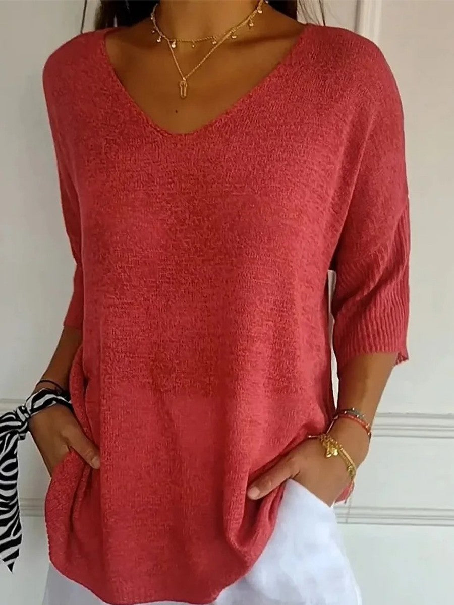 Kobieca Lekka Bluzka V-Neck | Luźny Krój