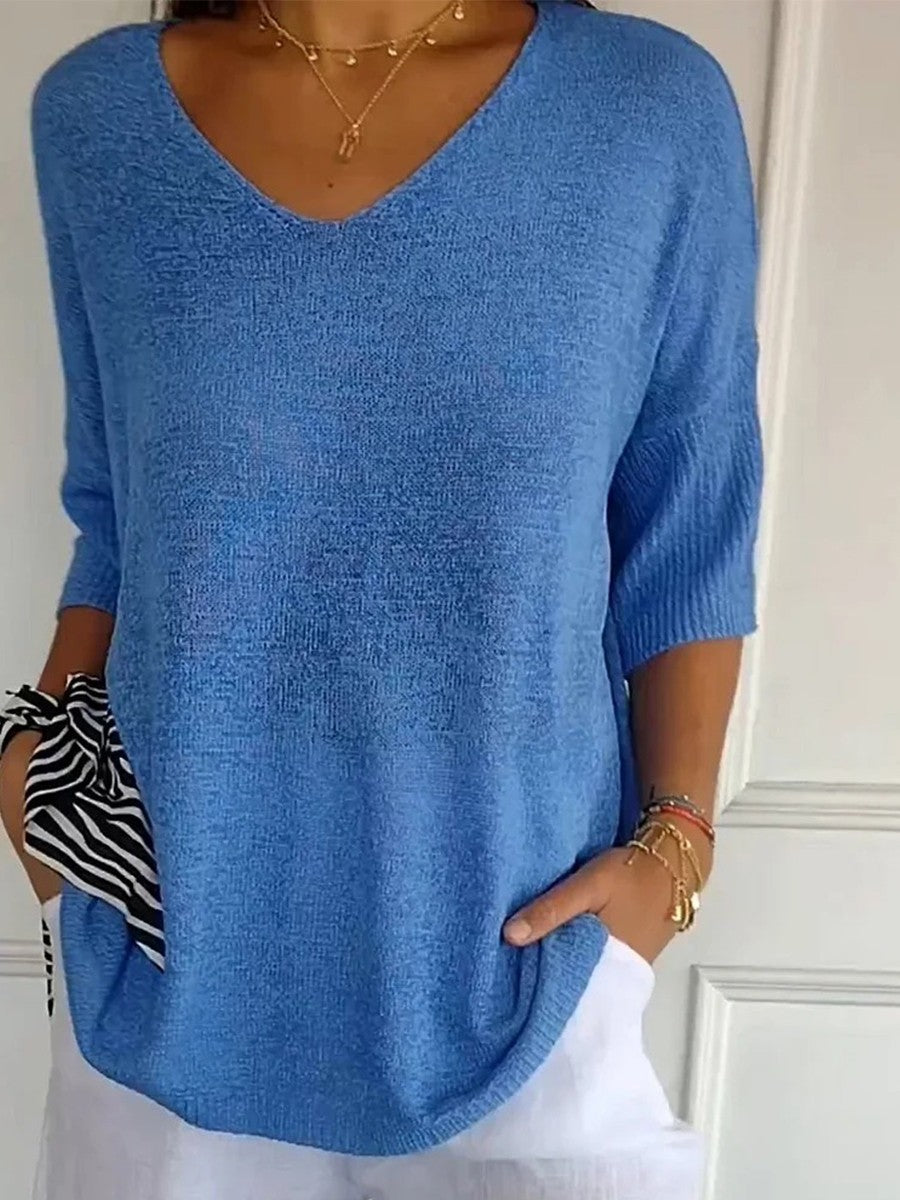 Kobieca Lekka Bluzka V-Neck | Luźny Krój