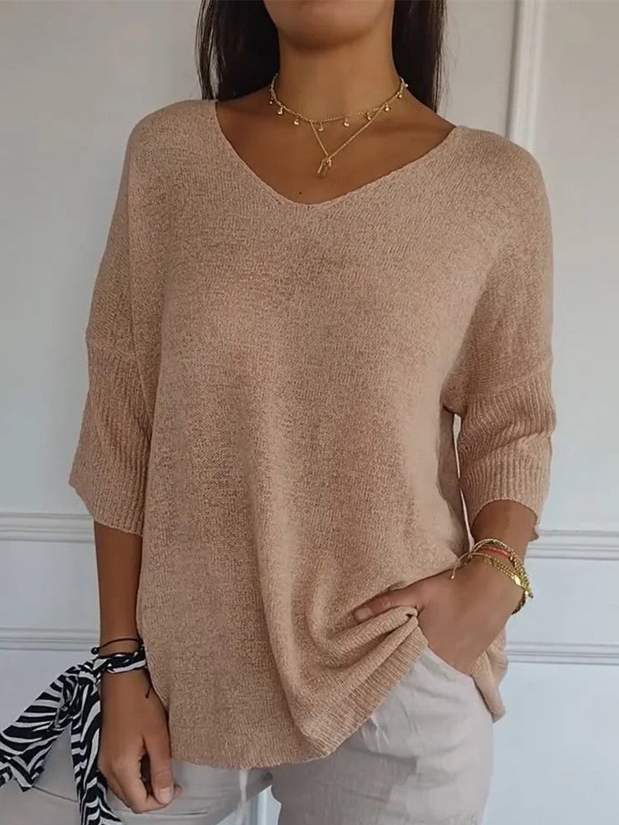 Kobieca Lekka Bluzka V-Neck | Luźny Krój