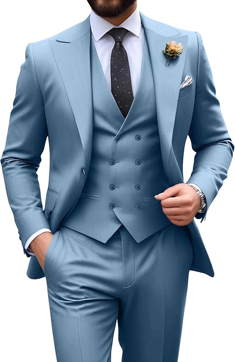 Męski garnitur slim fit 3-częściowy | Formalne wesele