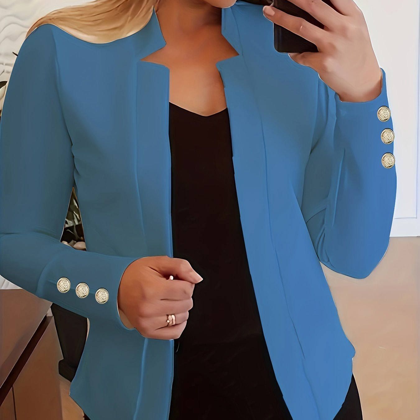 Damska Otwarty przód marynarka | Długi rękaw