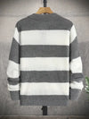 Męskie Zimowa Sweter | W Paski z Kołnierzem na Guziki