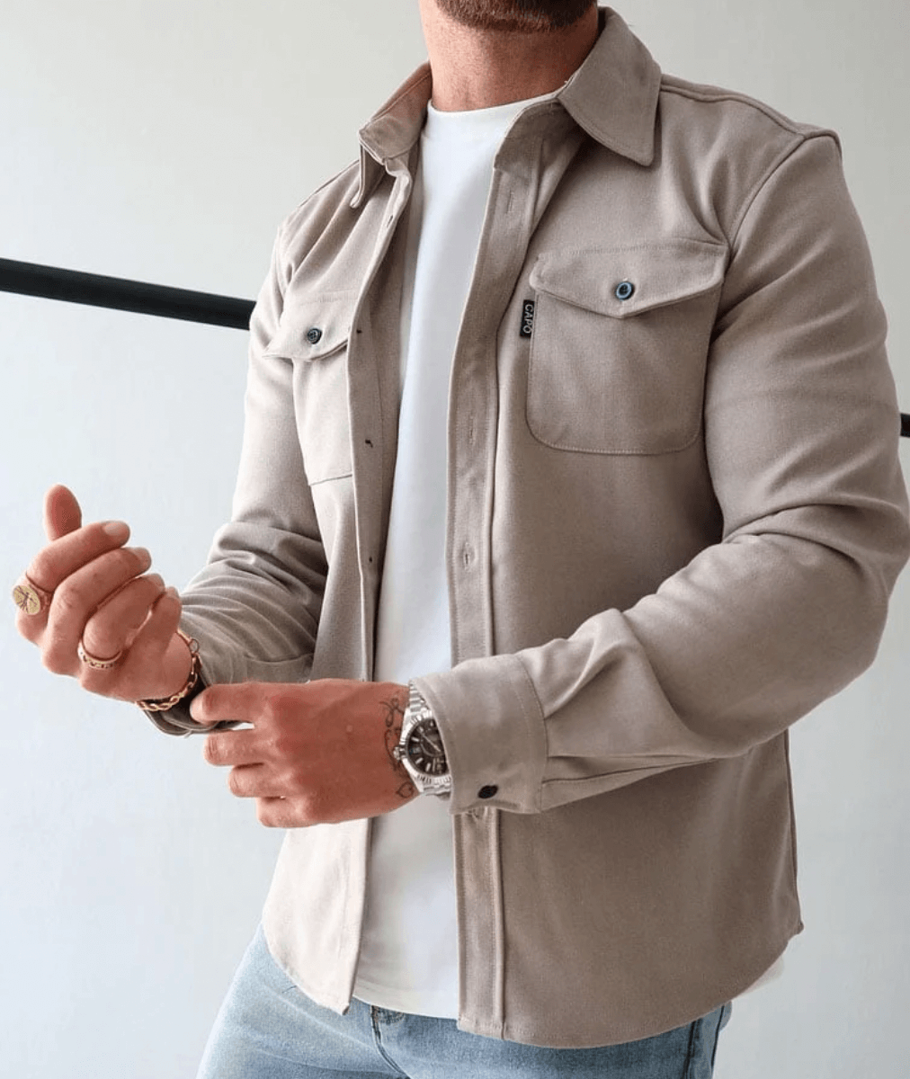 Męska Kurtka Casual z Guzikami | Długi Rękaw