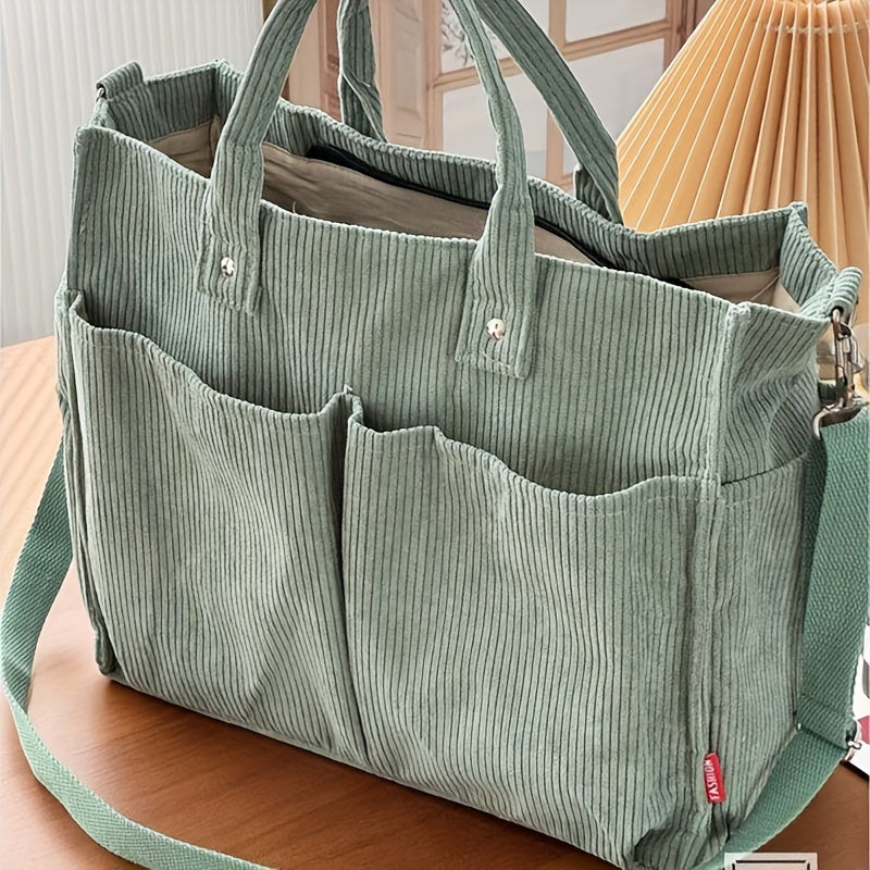 Damska Torba Shopper | Duża z Przednimi Kieszeniami