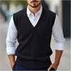 Męski sweter bez rękawów w serek | Klasyczny krój