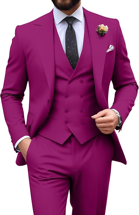 Męski garnitur slim fit 3-częściowy | Formalne wesele