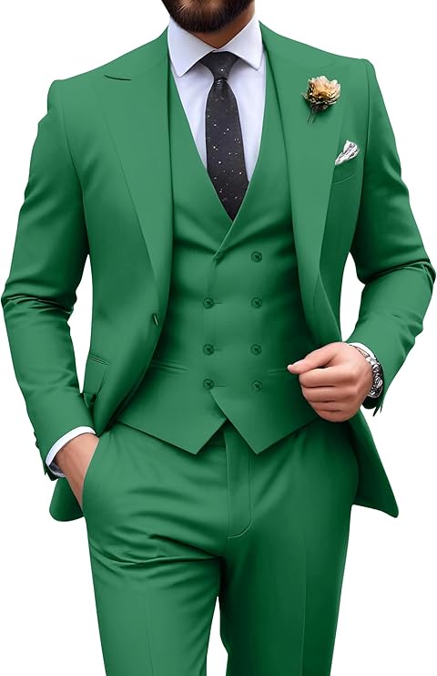 Męski garnitur slim fit 3-częściowy | Formalne wesele