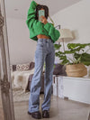 Damskie Jeansy Slim Fit z Rozszerzanym Dołem | Wysoki Tali