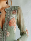 Dámská boho květovaná halenka | Dlouhý rukáv