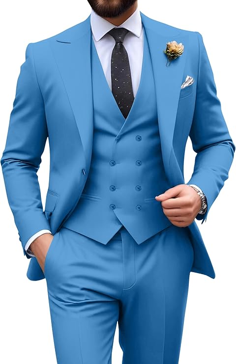 Męski garnitur slim fit 3-częściowy | Formalne wesele