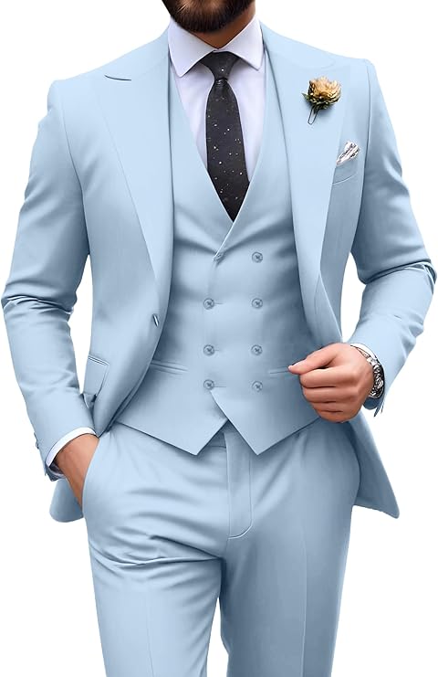 Męski garnitur slim fit 3-częściowy | Formalne wesele