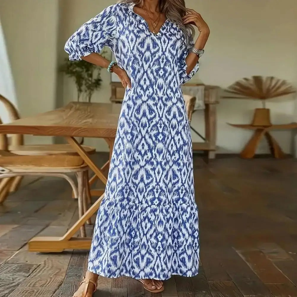 Długa Sukienka Maxi z Długim Rękawem | Boho Chic
