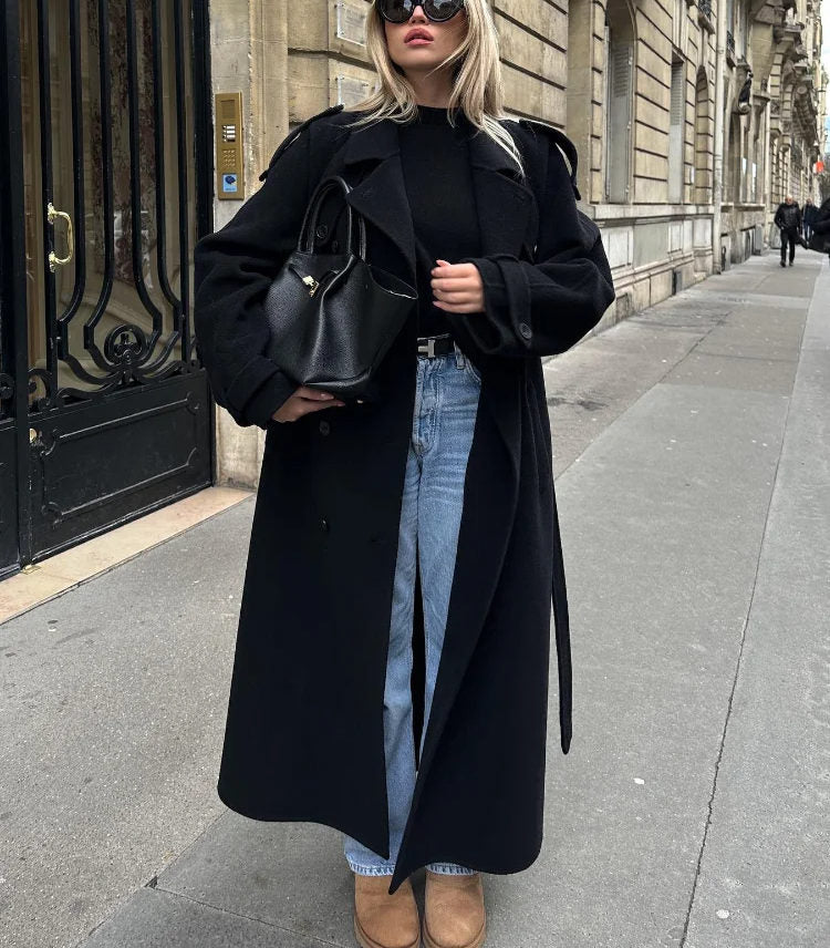 Damskie Oversized Płaszcz Trench | Długa Zima