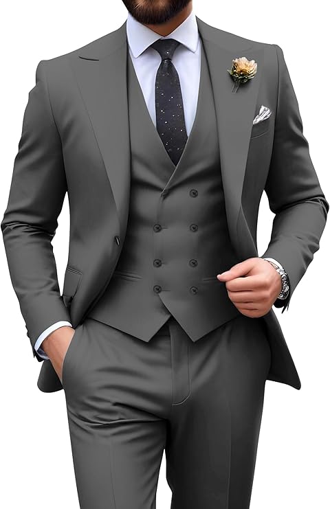 Męski garnitur slim fit 3-częściowy | Formalne wesele