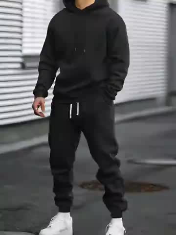 Męski Zestaw Dresu z Kapturem | Spodnie ze Ściągaczem