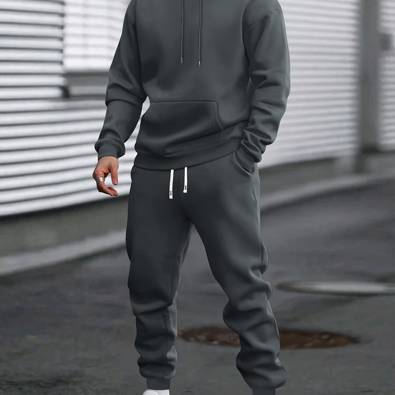 Męski Zestaw Dresu z Kapturem | Spodnie ze Ściągaczem
