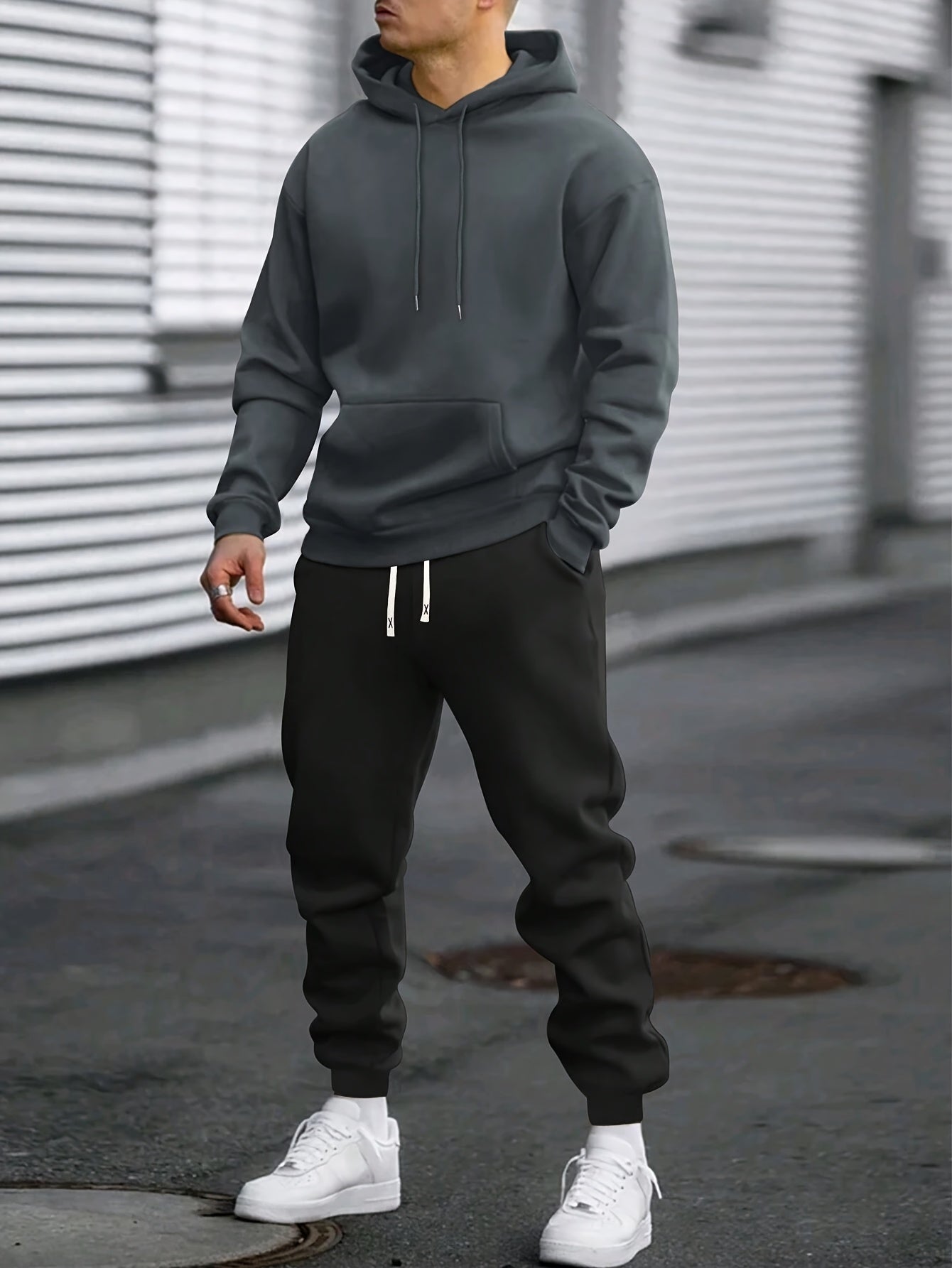 Męski Zestaw Dresu z Kapturem | Spodnie ze Ściągaczem
