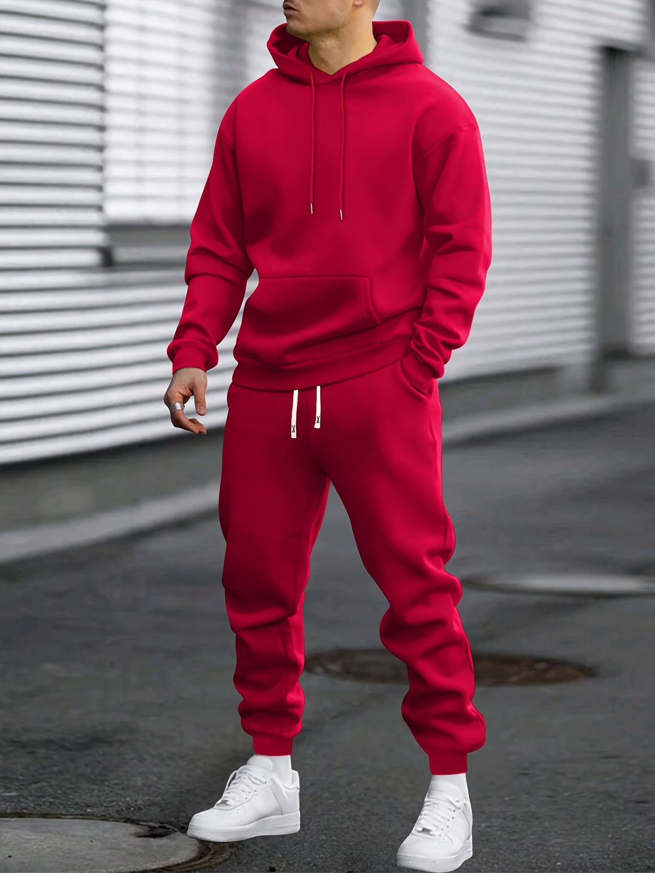 Męski Zestaw Dresu z Kapturem | Spodnie ze Ściągaczem
