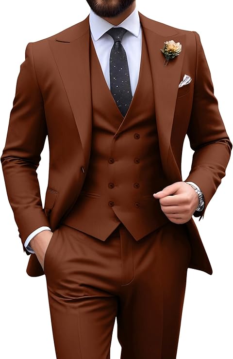 Męski garnitur slim fit 3-częściowy | Formalne wesele