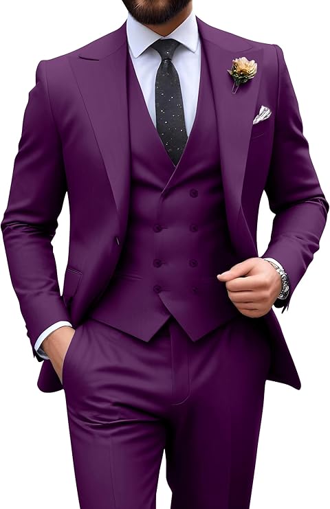 Męski garnitur slim fit 3-częściowy | Formalne wesele